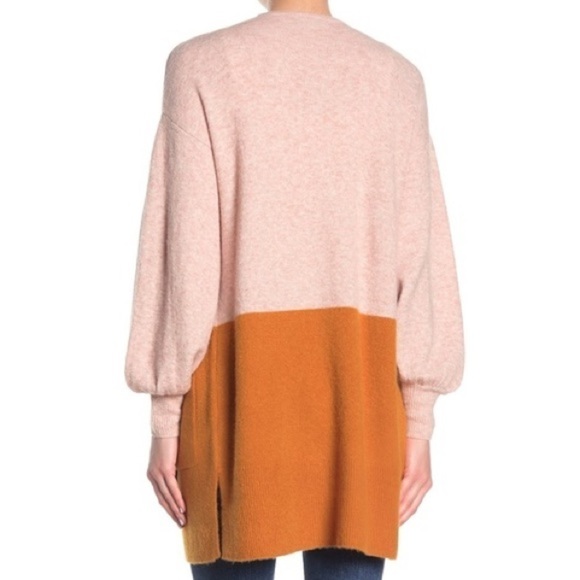 MADEWELL Edgewater Bubble-Sleeve Cardigan Sweater Pink Orange Colorblock Alpaca - Picture 2 of 10